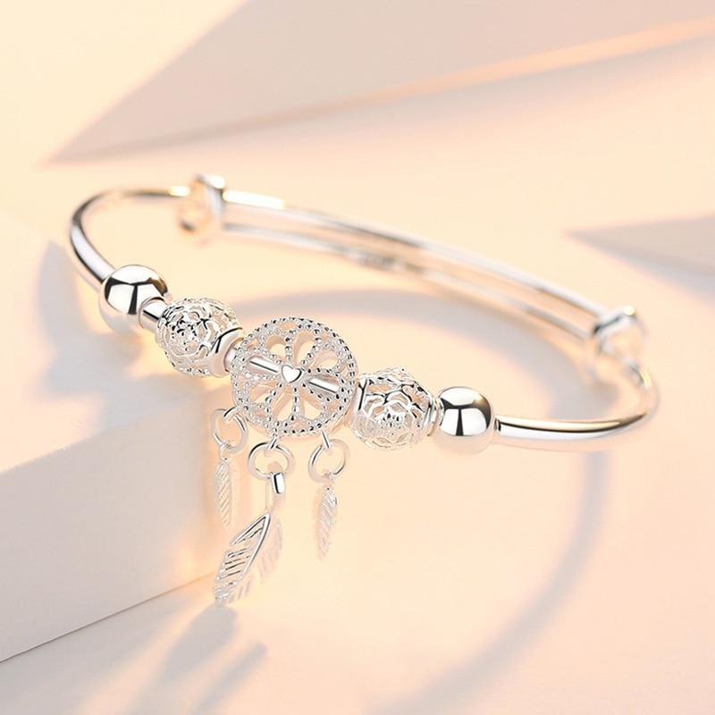 Aiyana - Bracelet attrape-rêves réglable en argent