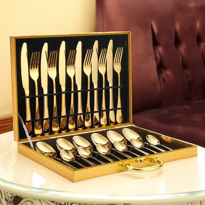 Opulent Gold 24-Piece Cutlery Set - Elegant Gold and Silver Flatware