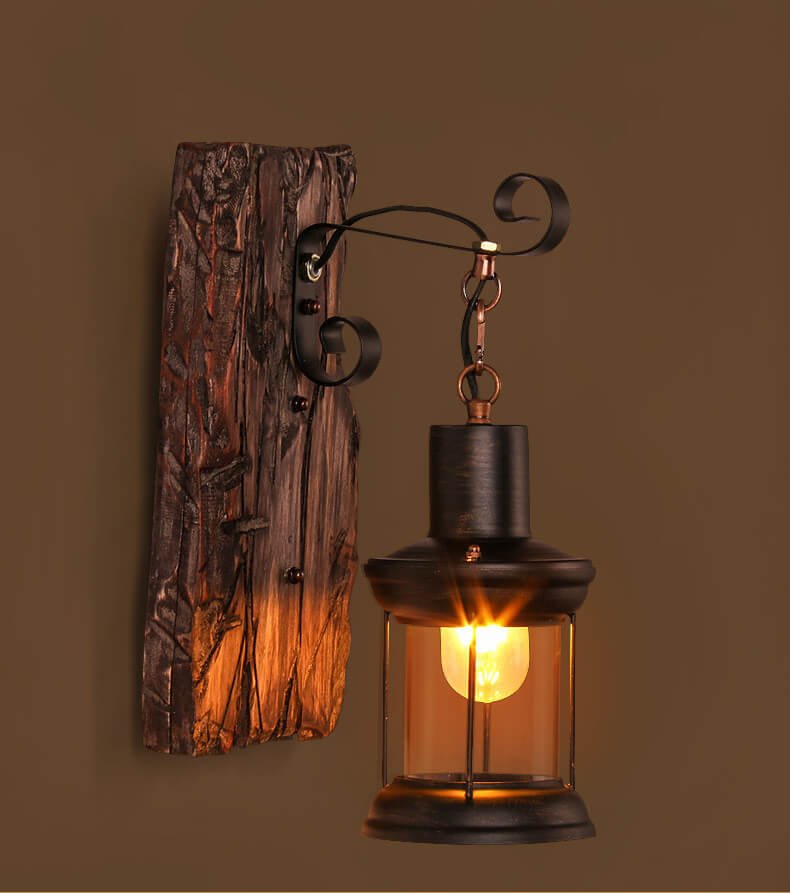Veritas - Glass Wall Light with Wooden Base