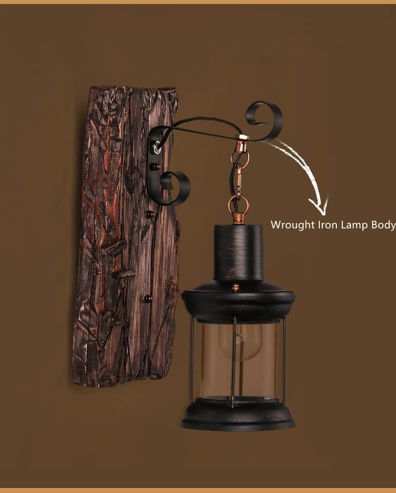 Veritas - Glass Wall Light with Wooden Base