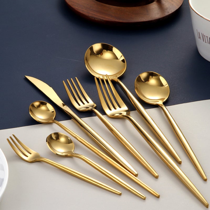 RoyalGlimmer Gold Cutlery Set - Elegant Flatware for a Luxurious Table