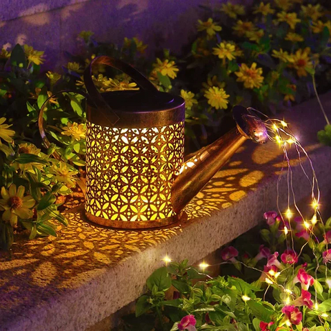 Solar LED Watering Can Light - Wireless Garden Lighting