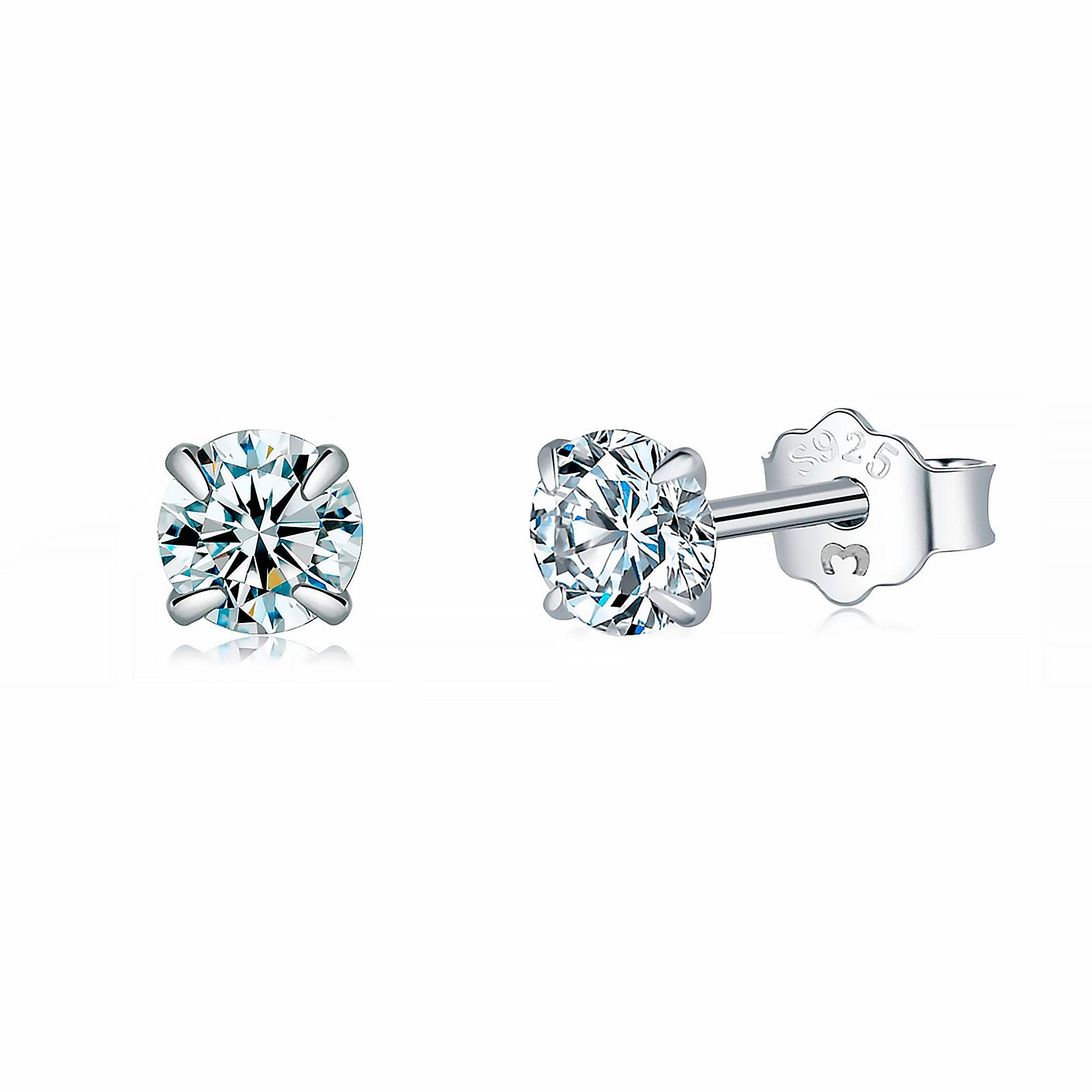 Lynette - Minimalist Round Silver Zirconia Earrings