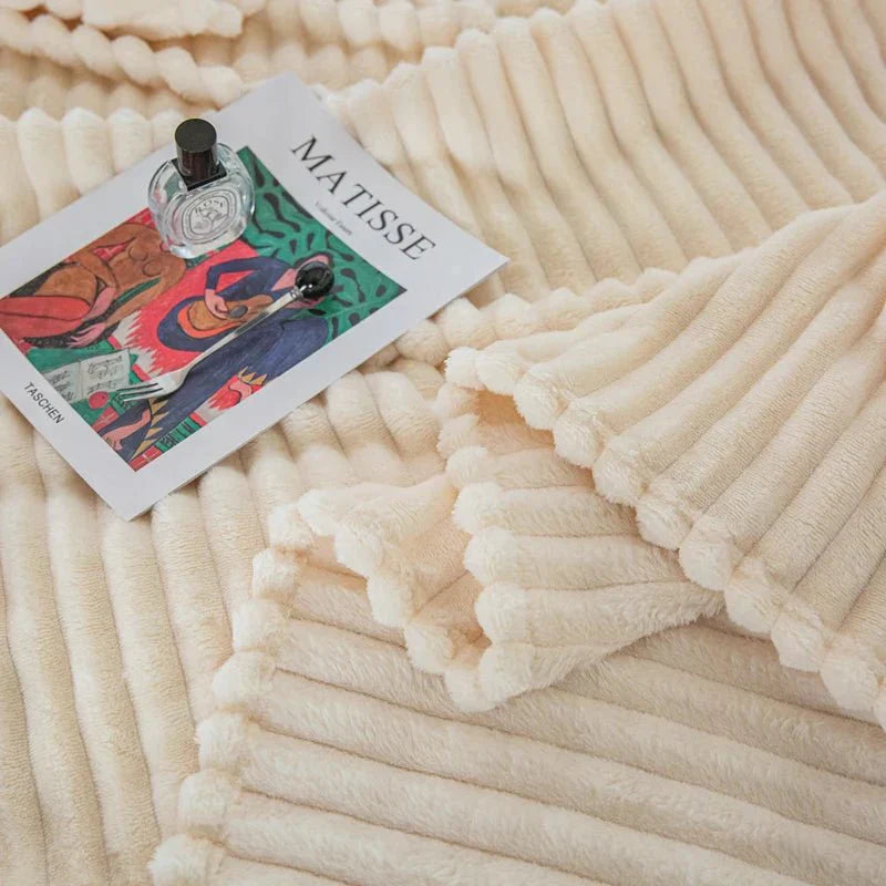 CozyChic - Cozy Wide-Stripe Flannel Throw Blanket