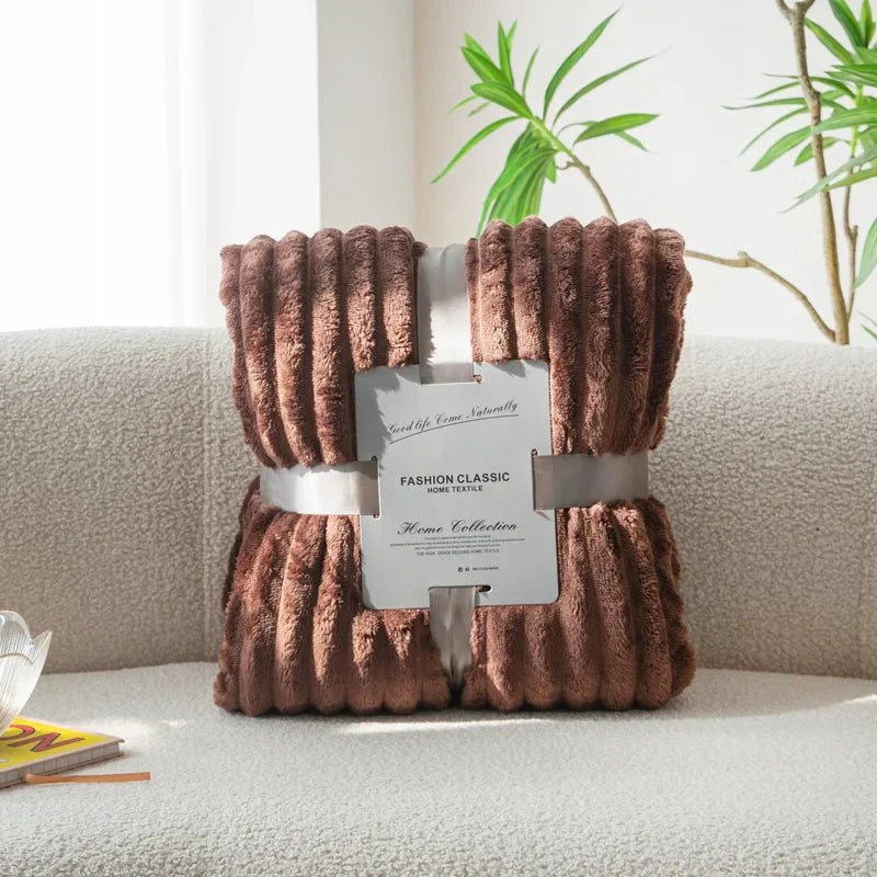 CozyFlanel - Soft Wide-Stripe Flannel Throw Blanket