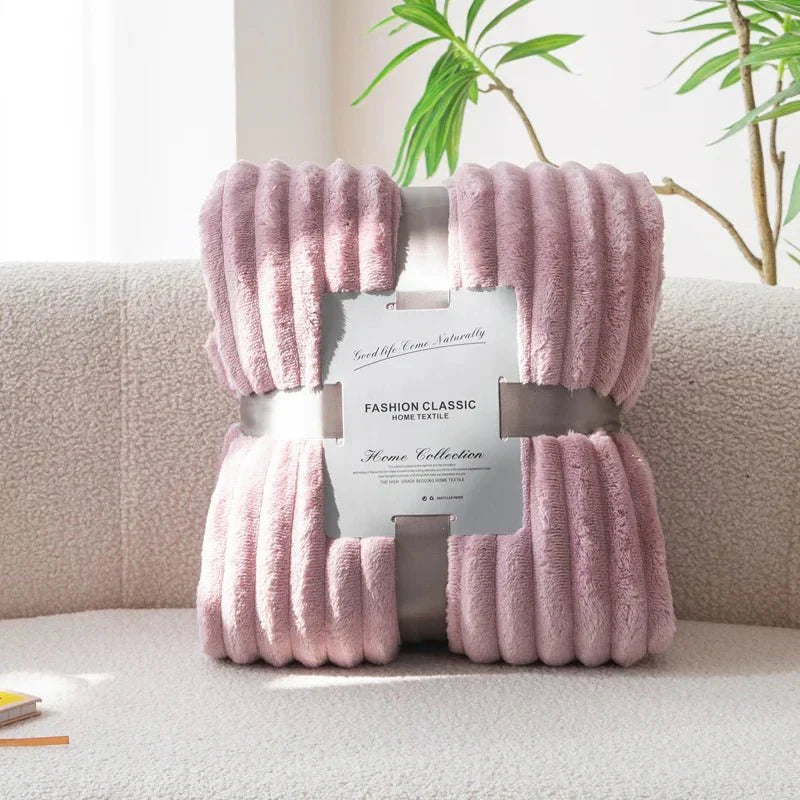 CozyFlanel - Soft Wide-Stripe Flannel Throw Blanket