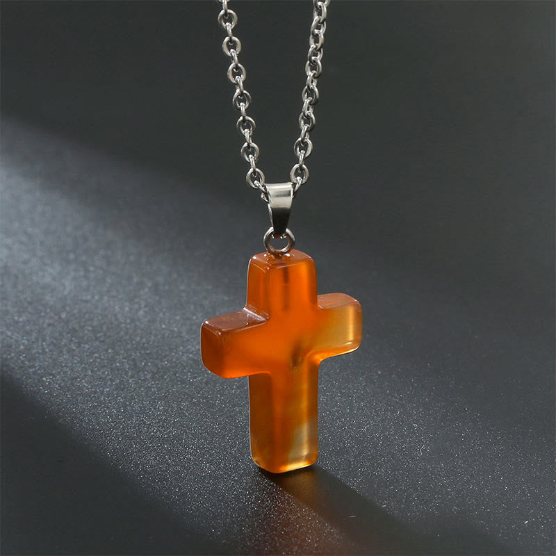 Seraphina - Collier croix en pierres précieuses naturelles