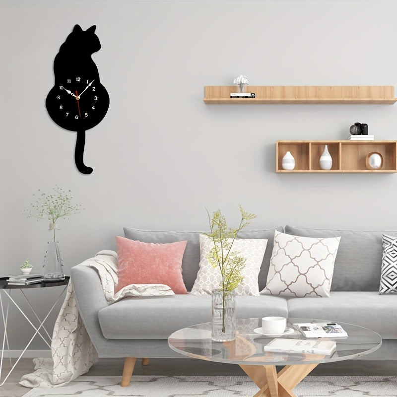 SwingTail Clock - Silent Cat Wall Clock with Swinging Tail