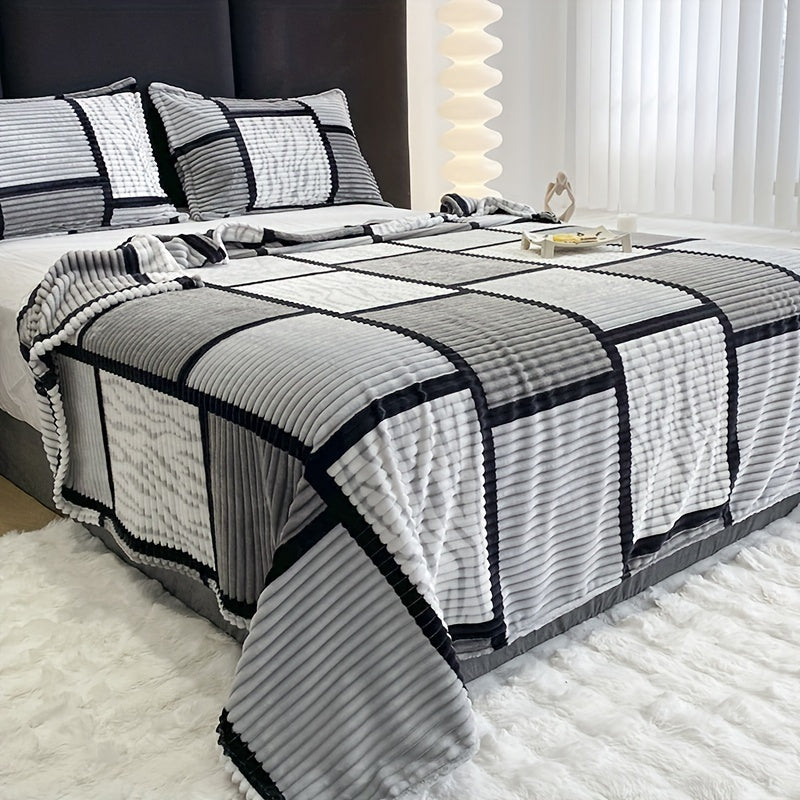 FleeceNest Striped Plush Throw - Ultimate Comfort Blanket