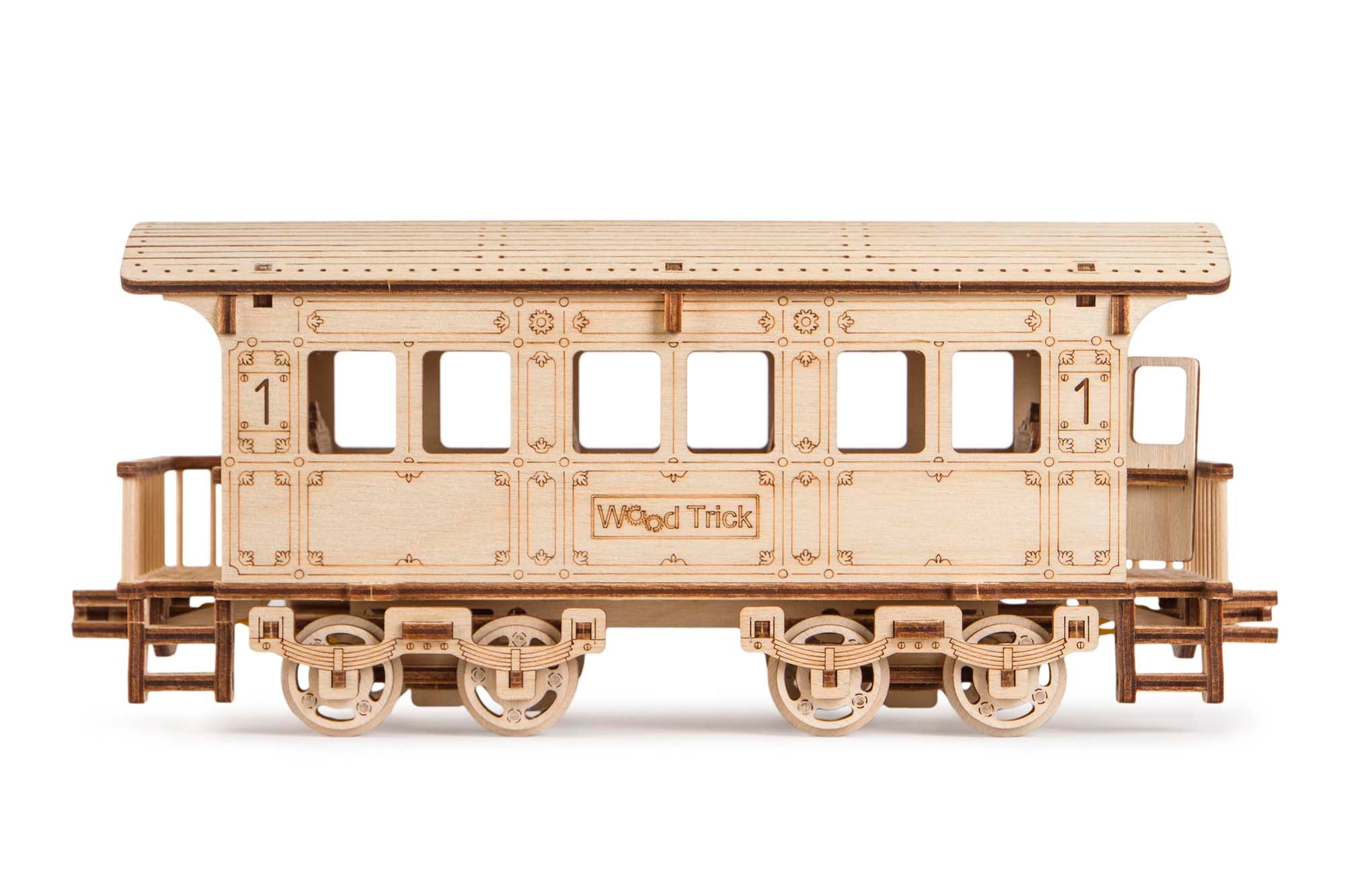 TrainCraft 3D Puzzle - Historic Wooden Locomotive with Wagon