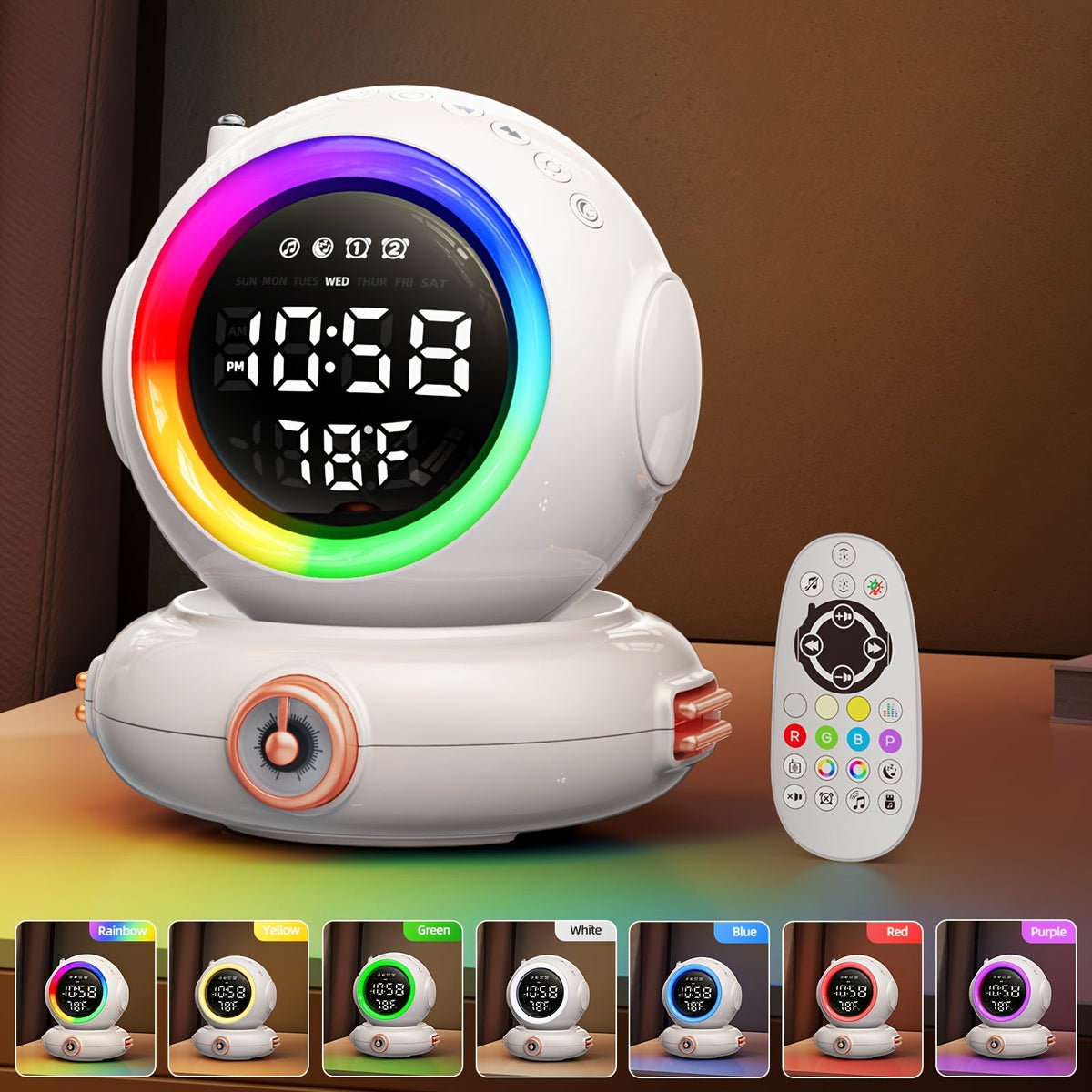 LunaRise - Sunrise Alarm Clock with Bluetooth Speaker and FM Radio