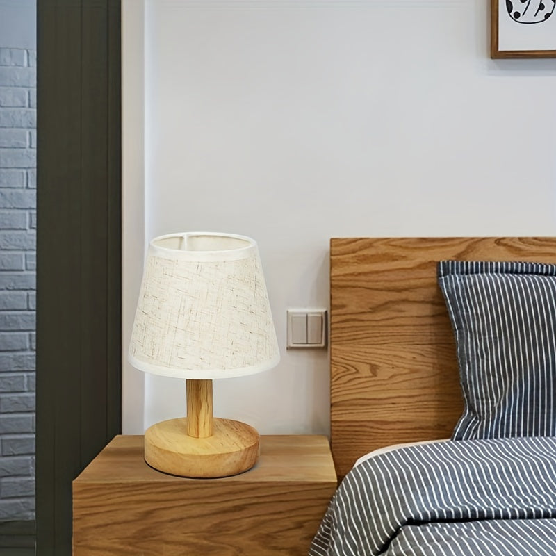 Bosklyn - Wood LED Bedside Lamp with Linen Shade