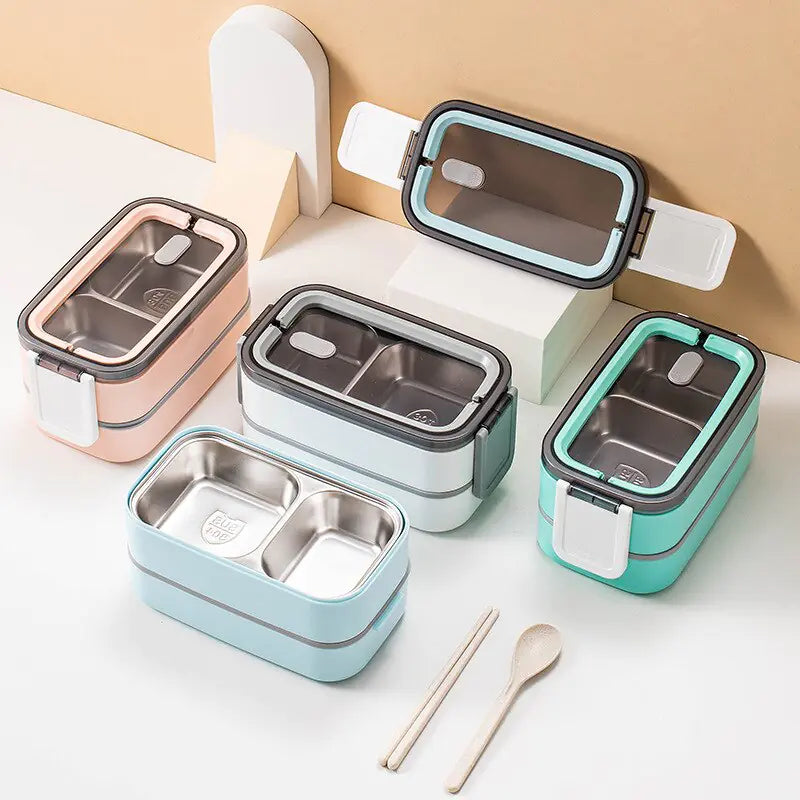 MealMate - Boîte repas à 2 étages en acier inoxydable
