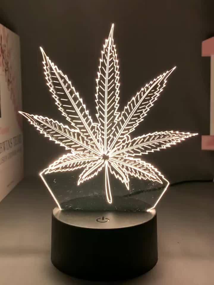 HempGlow - 3D Acrylic Table Lamp with LED Night Light