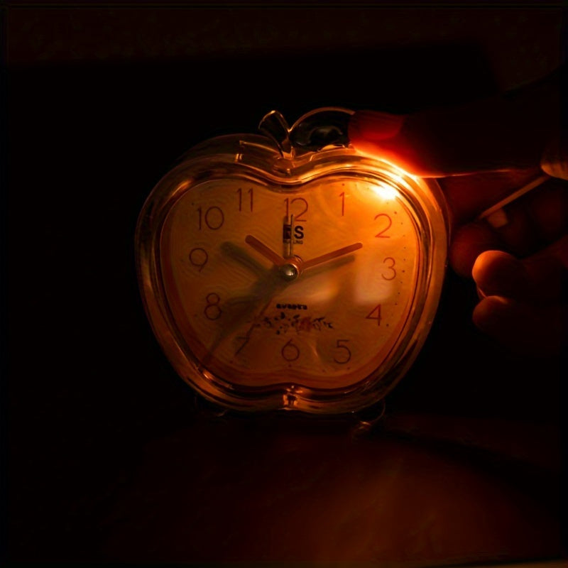 CrystalFruit Clock - Apple-Shaped Decorative Alarm Clock with Night Light
