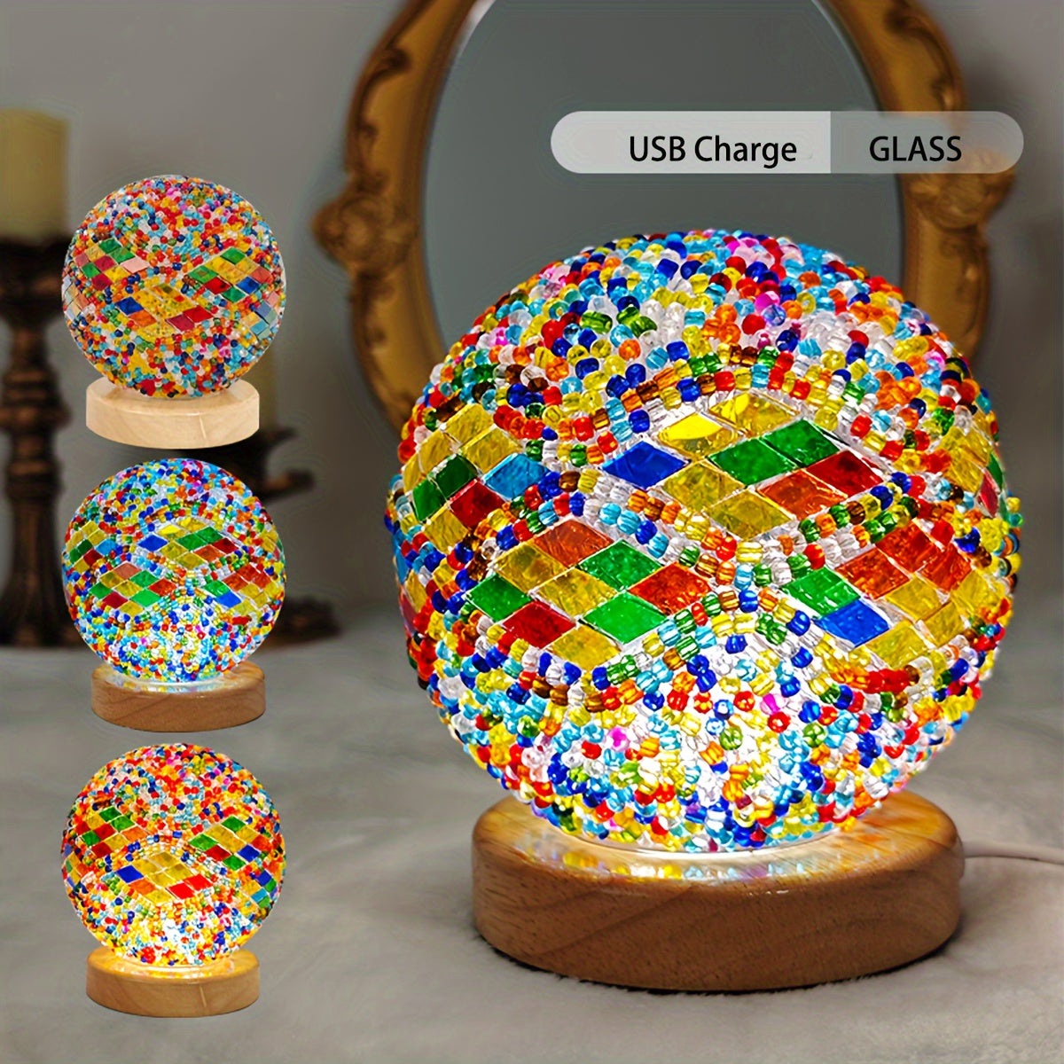 GlassArt Lamp - Colorful Glass Table Lamp with Adjustable LED