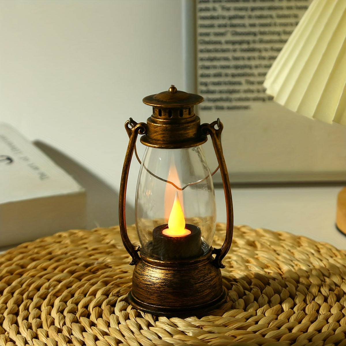 NostalgicGlow Lamp - Yellow Flame Oil Lantern Style LED Lamp