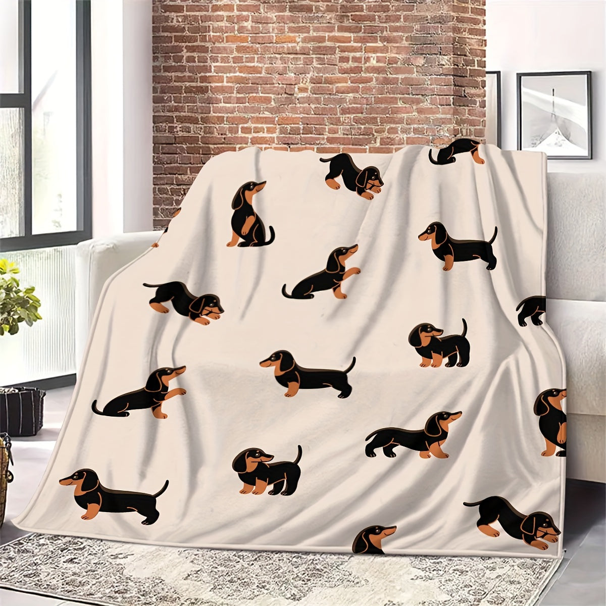 Dachshund Cozy - Soft Flannel Throw Blanket for Pets & Sofa