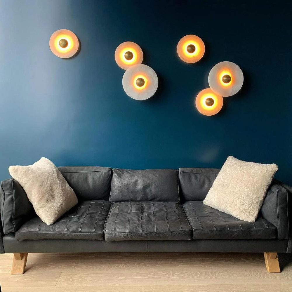 Aurora d'Or - Round Alabaster and Aluminum Wall Sconce
