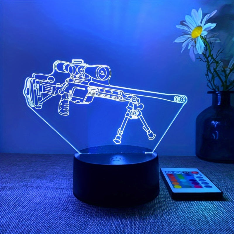 Mavrik - 3D LED Gun-Shaped Night Light with 16 Colors
