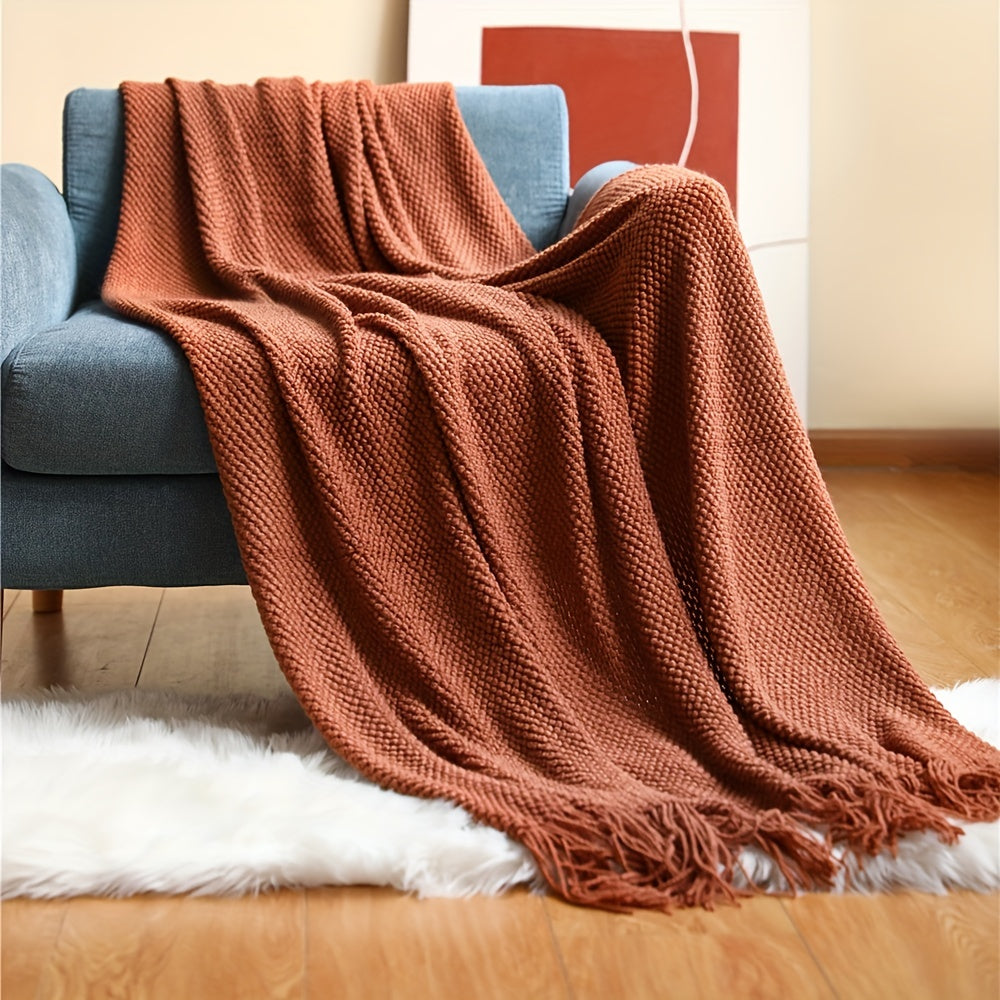 CozyWeave - Knitted Pompom Throw Blanket