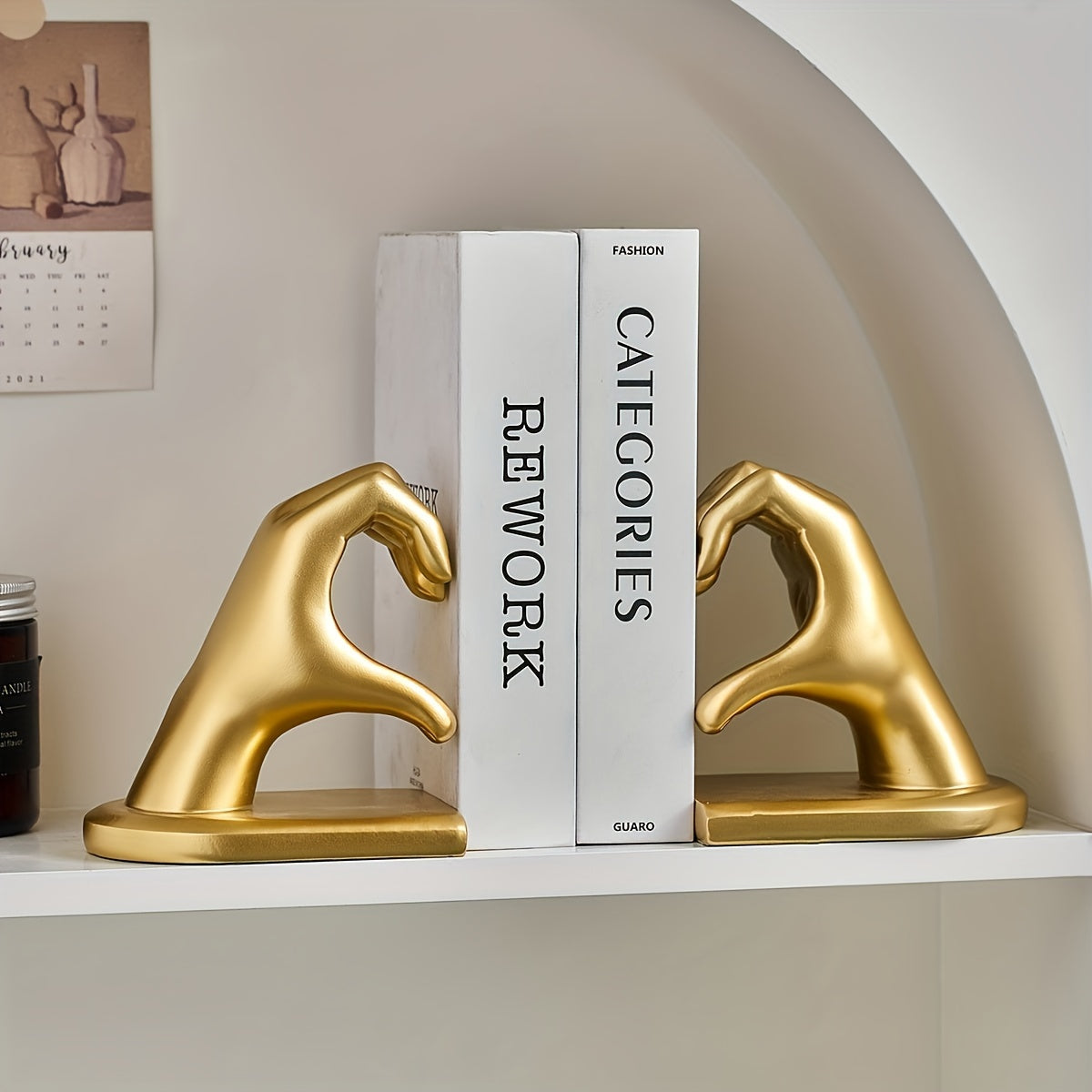 GoldenHeart - Luxury Heart-Shaped Bookends (Set of 2)