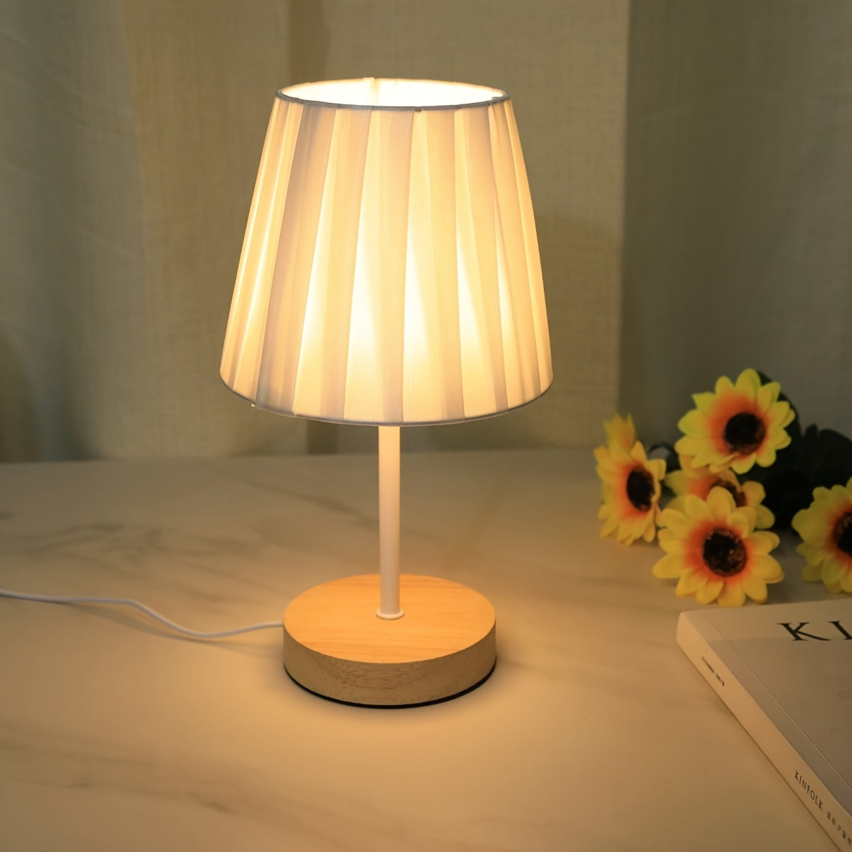 NordicLume - Elegant Wooden Table Lamp with USB Port