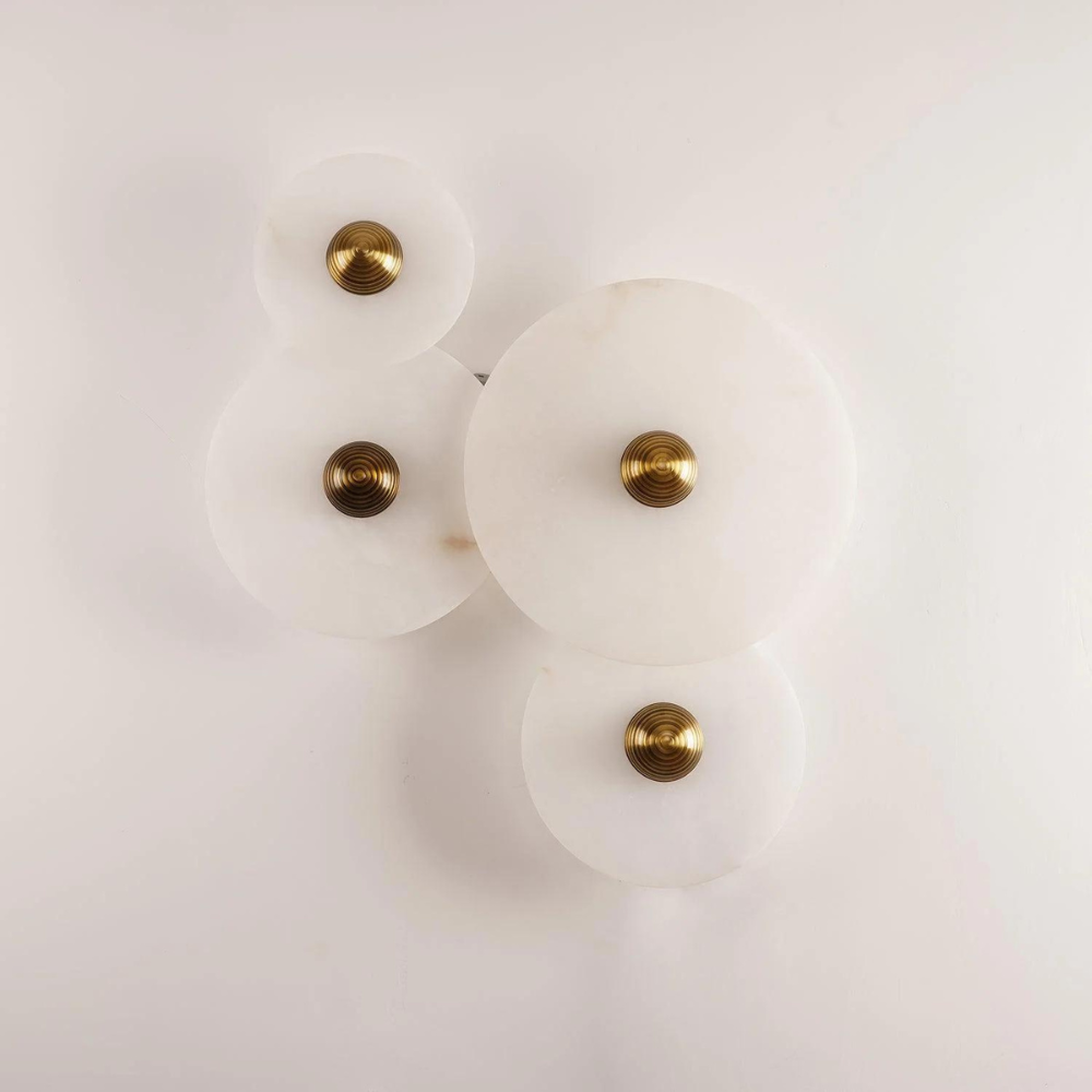 Aurora d'Or - Round Alabaster and Aluminum Wall Sconce