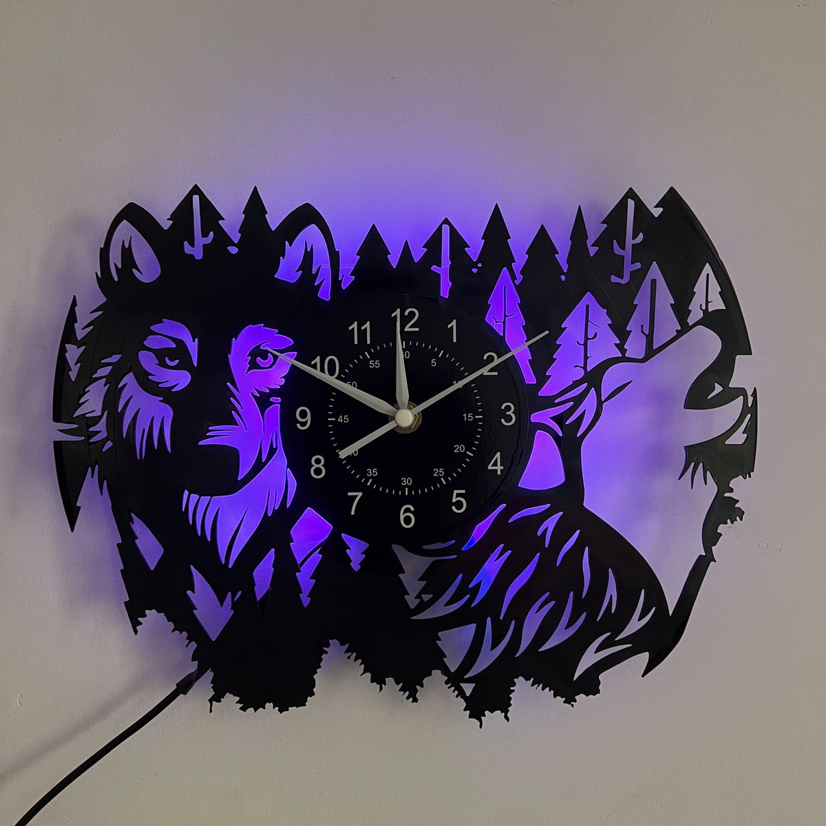 HuskyVinyl Clock - Rustic Recycled Vinyl Wall Clock with Husky Design