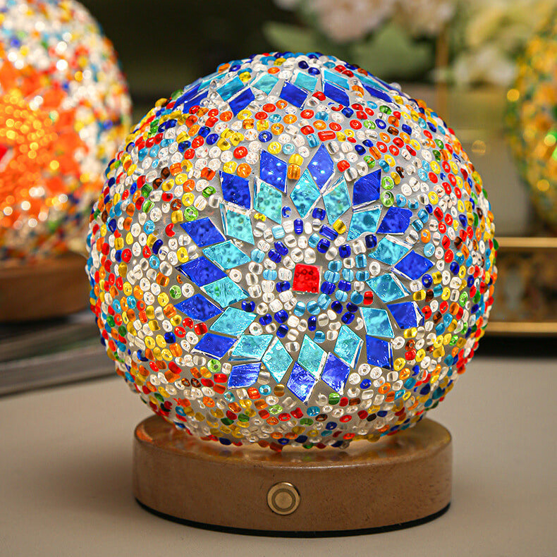 Birchara - Modern Wood and Glass USB Table Lamp