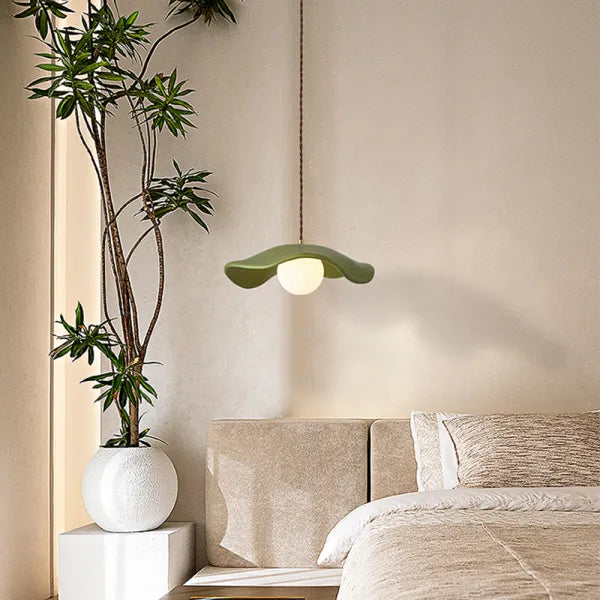 Lotus Leaf Pendant Light - Wabi Sabi Lamp for a Serene Dining Room