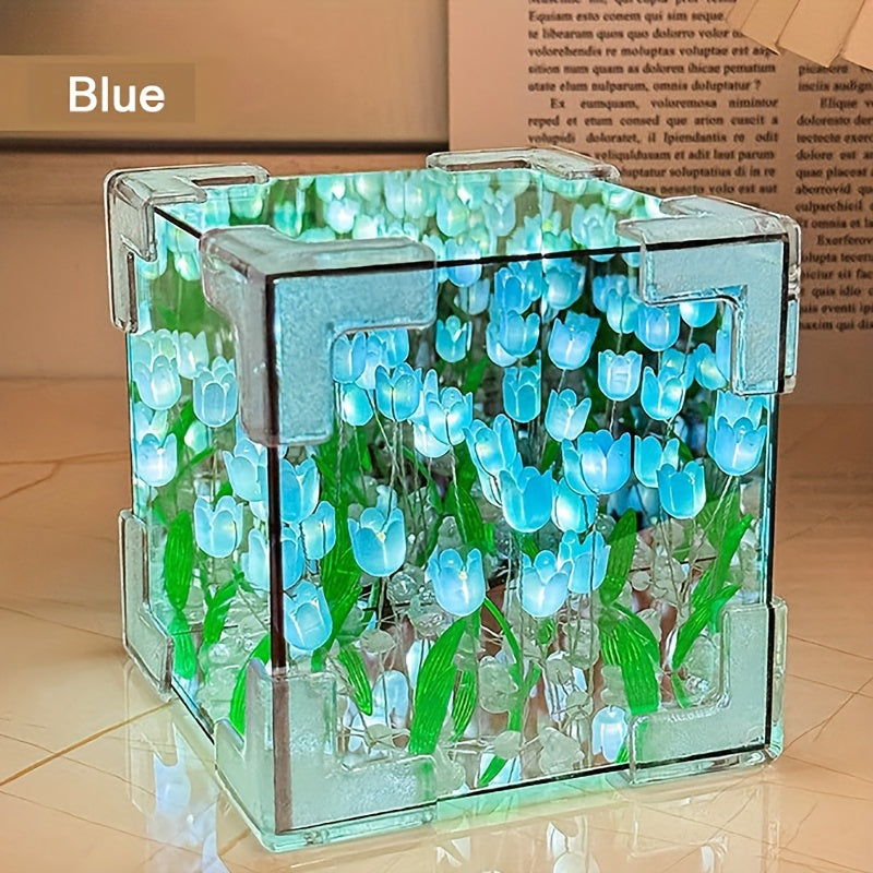 Gentlebloom - Elegant LED Tulip Night Light with Mirror
