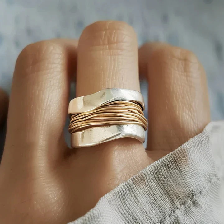 Solaira - Silver Ring with Luxurious Gold Accents