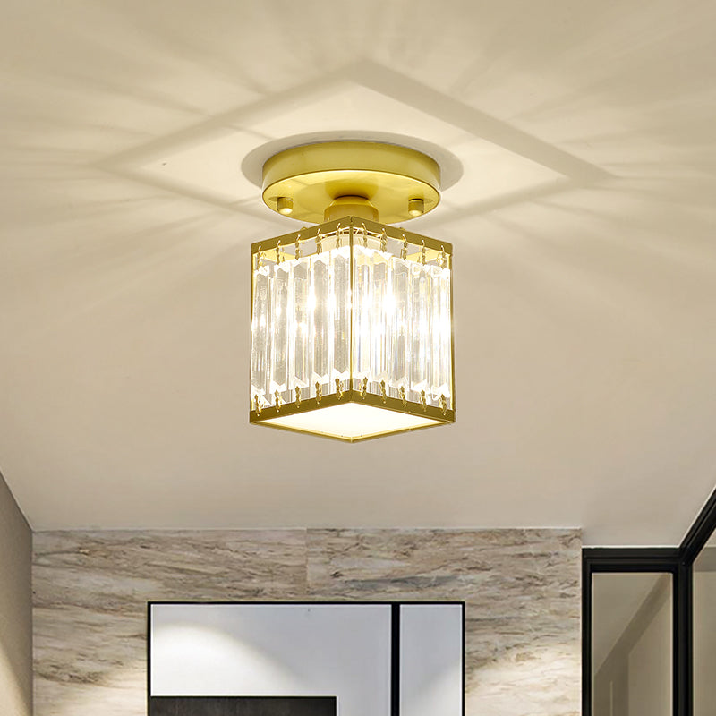 Svarna - Black and Gold Crystal Entryway Ceiling Light