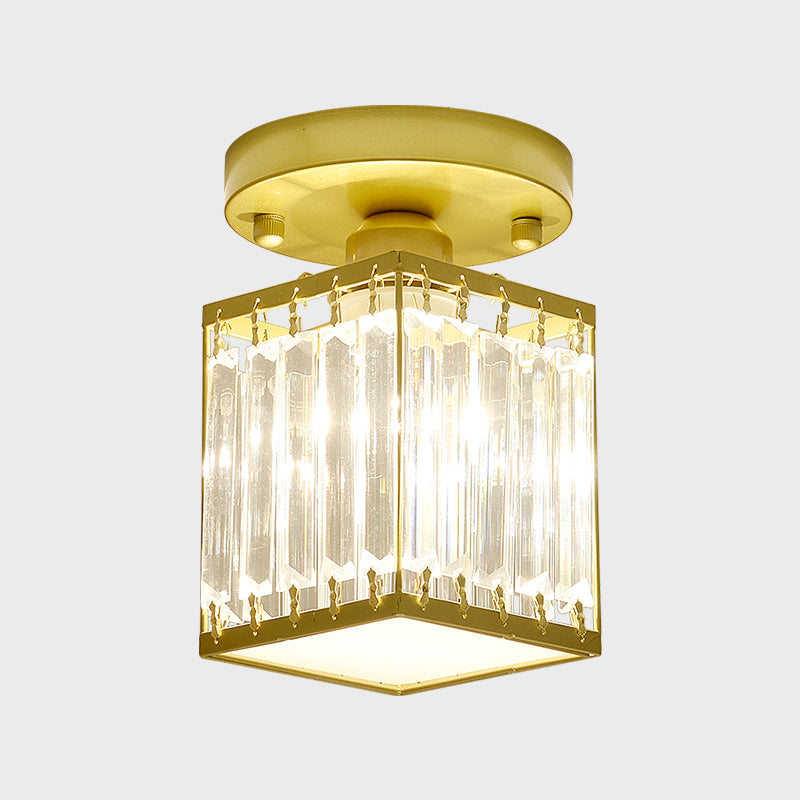 Svarna - Black and Gold Crystal Entryway Ceiling Light