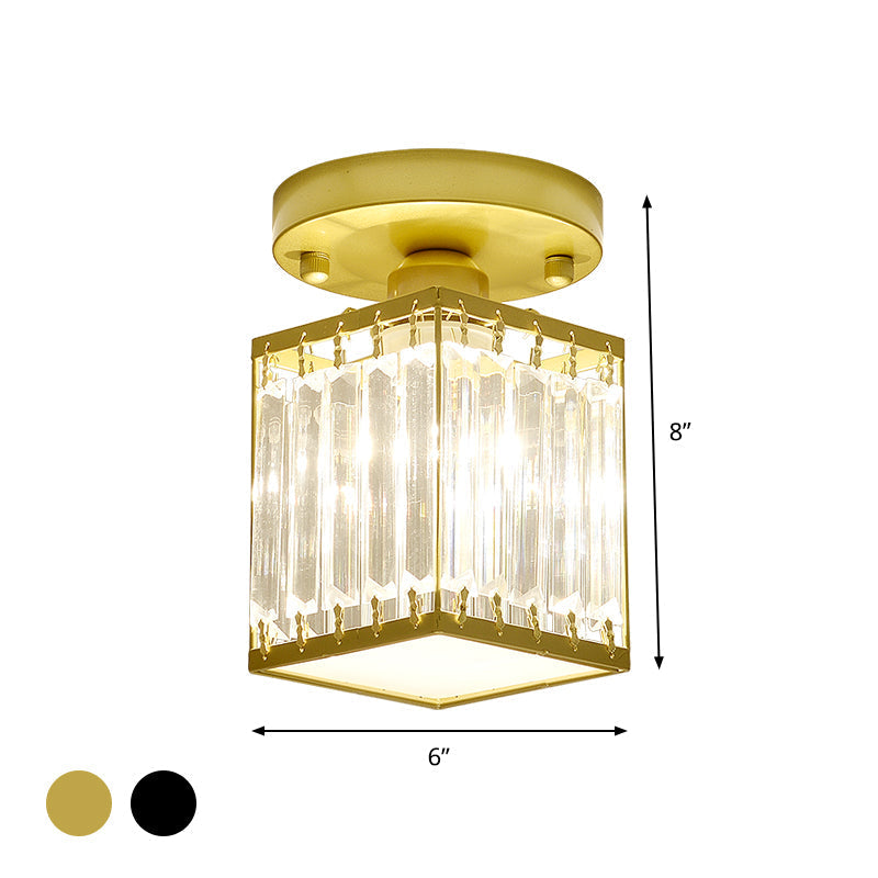 Svarna - Black and Gold Crystal Entryway Ceiling Light