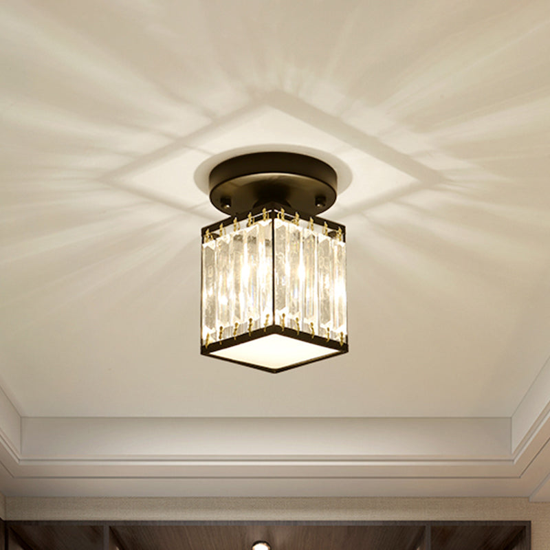 Svarna - Black and Gold Crystal Entryway Ceiling Light