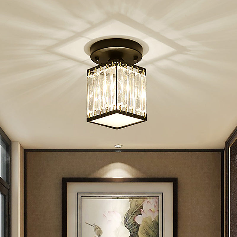 Svarna - Black and Gold Crystal Entryway Ceiling Light