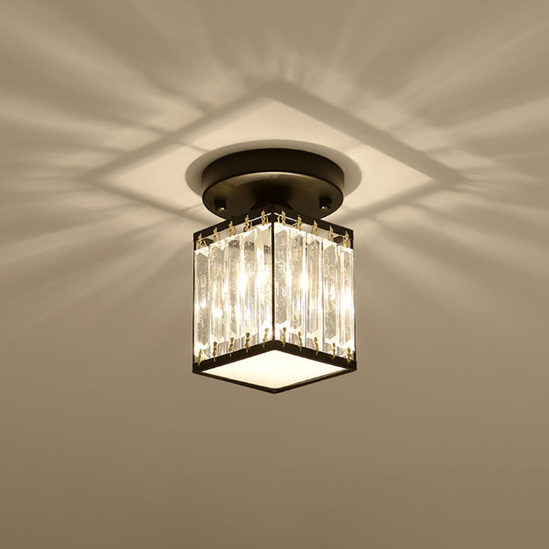 Svarna - Black and Gold Crystal Entryway Ceiling Light