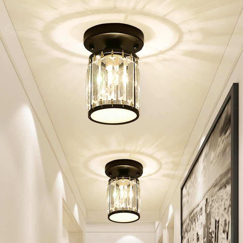 Svarna - Black and Gold Crystal Entryway Ceiling Light