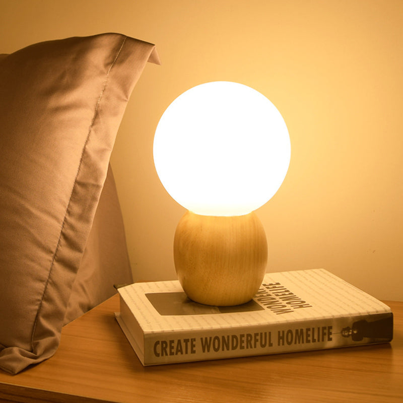 LumiOrb - Wooden Bedside Lamp with Glass Globes