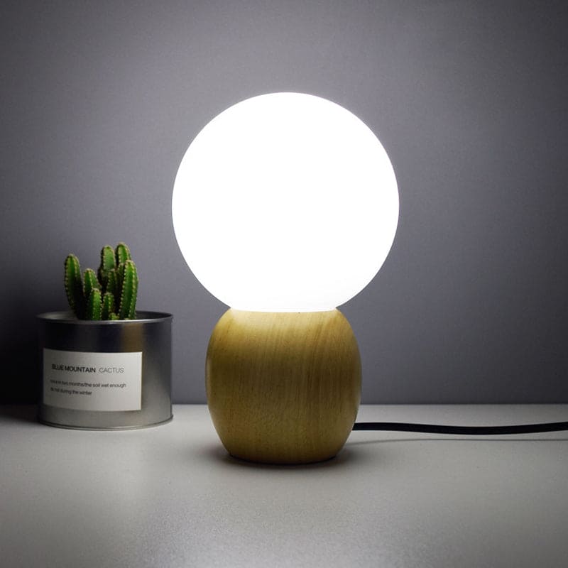 LumiOrb - Wooden Bedside Lamp with Glass Globes