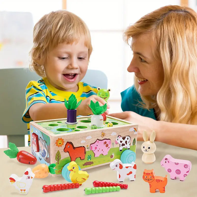 Wooden Montessori Activity Cube - 7 Educational Games for Kids Ages 2-3