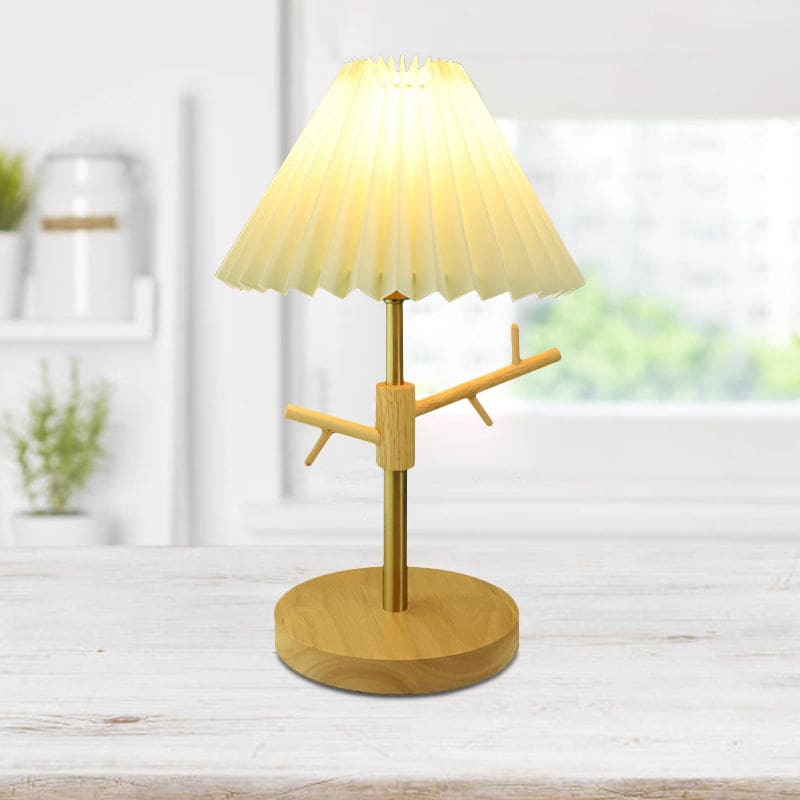 GloShine - Scandinavian Bedside Lamp with Built-In Shelf