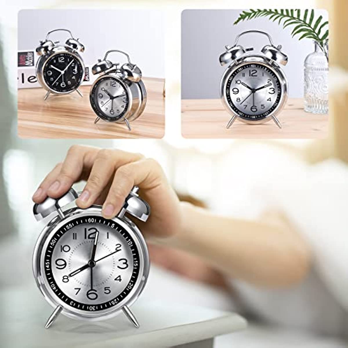 RetroBell Clock - Silent Retro Alarm Clock with Backlight