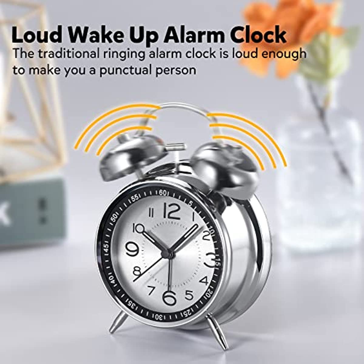 RetroBell Clock - Silent Retro Alarm Clock with Backlight