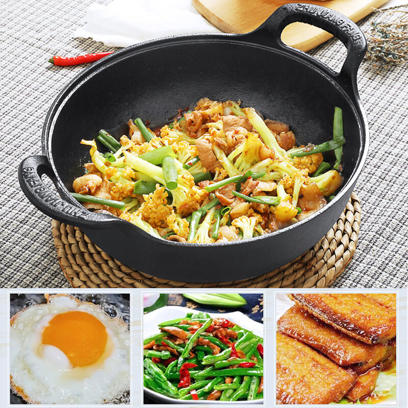CastePrima - Non-Stick Cast Iron Skillet with Wooden Lid