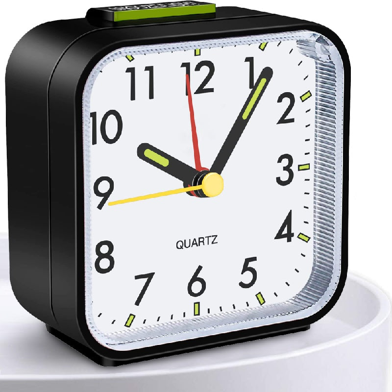 SilentGlow Clock - Silent Analog Alarm Clock with Snooze Function
