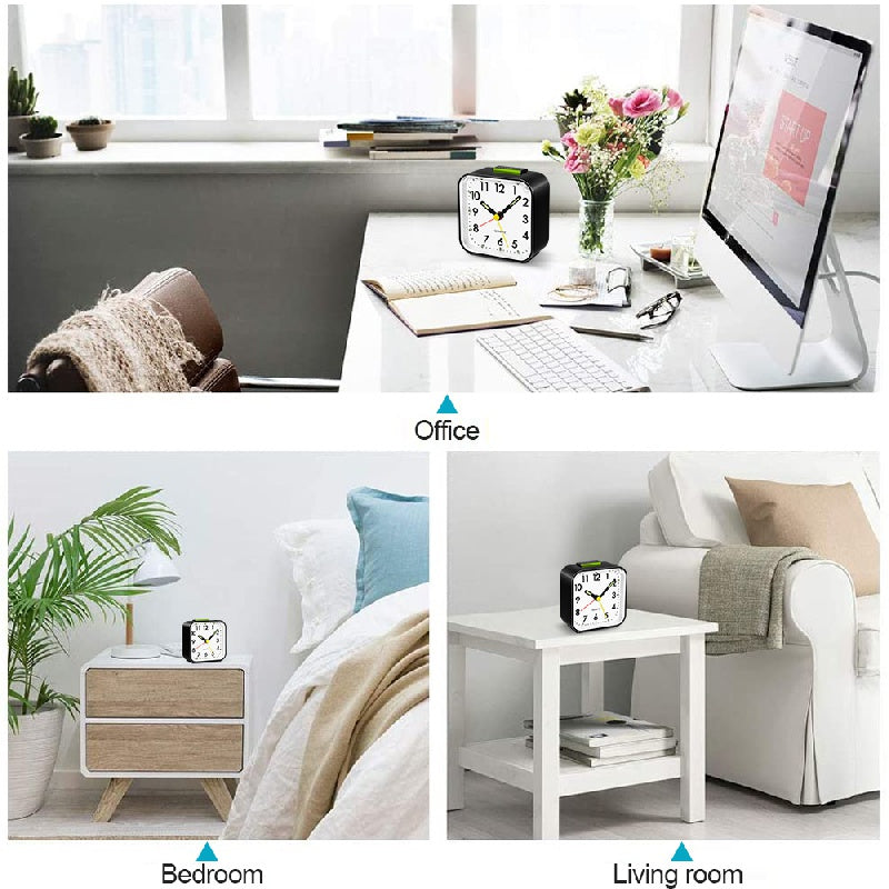 SilentGlow Clock - Silent Analog Alarm Clock with Snooze Function