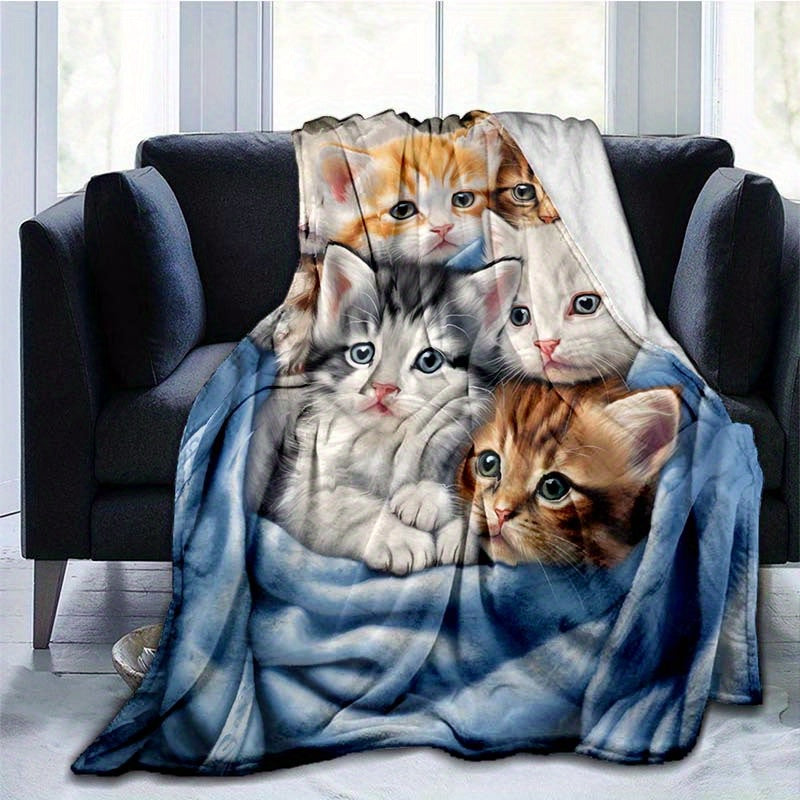 FluffyCat - Soft Flannel Throw with Cat Print